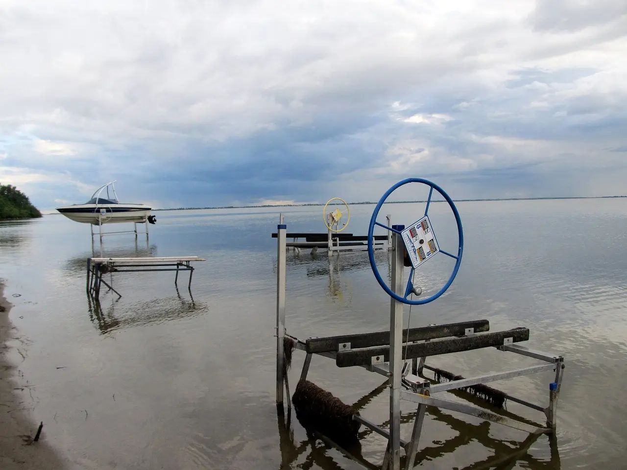 Boat lifts on Jackfish Lake, 2013